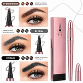 2024 New Magic Eyebrow Pencil, 3D Waterproof Microblading Eyebrow Pencil Contouring Pen, Long-Lasting Natural Fine Stroke Eyebrow Pencil with 4 Micro-Fork Tip for women Makeup (2, Dark Brown)